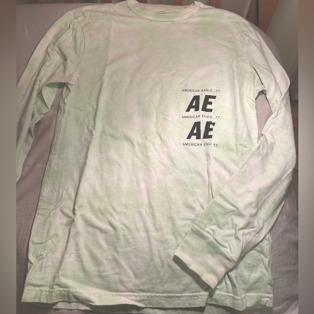 American eagle long sleeve shirt women’s size small, green and white tie dye